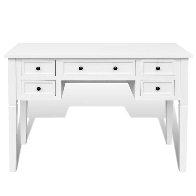 vidaXL - Schrijftafel - met - 5 - lades - wit