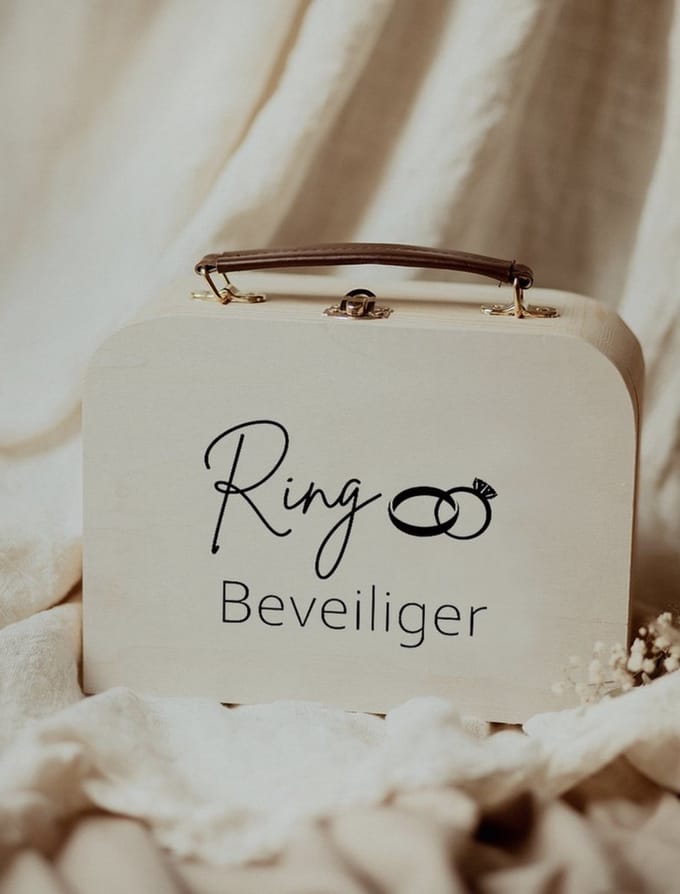 BolleToet houten ringkoffer 'Ring beveiliger' met ringen - bruiloft - trouwen - ringdrager