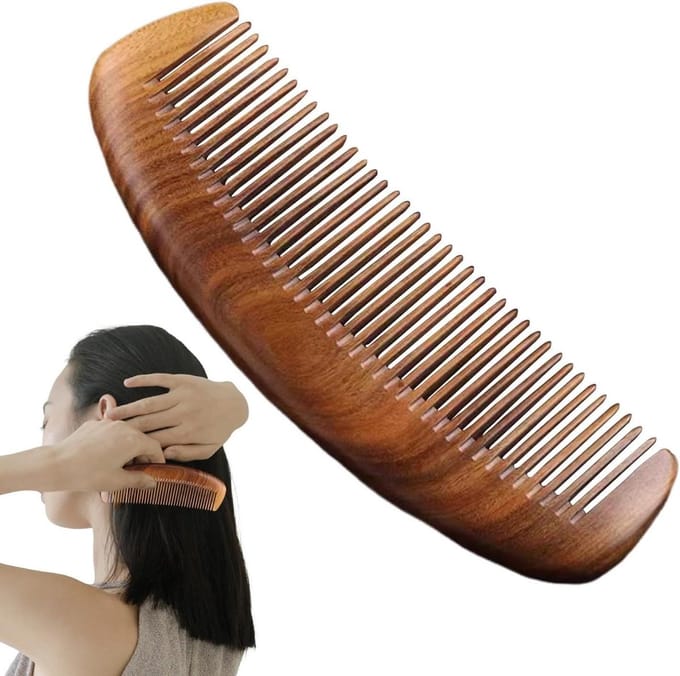 Houten Kam - Haarkam Ontklitter - Haar Styling - Natuurlijk Walnoothout - 20 cm - Natuurlijk