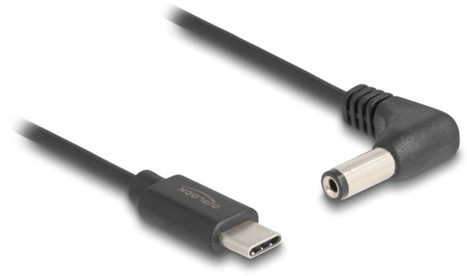 USB-C - DC plug haaks kabel | 5,5 x 2,1mm | max. 5V/1A (5W) | zwart | 1,5 meter