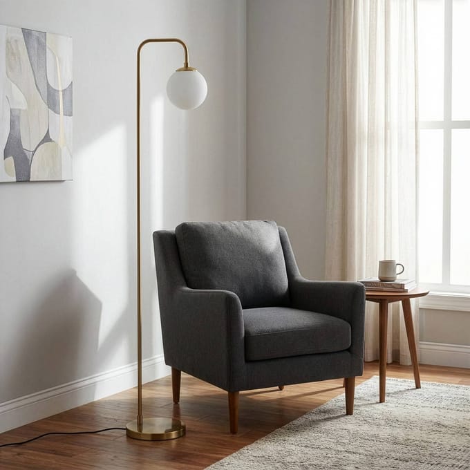 Opviq Vloerlamp Viran, antiek goud, glas, hoogte 146 cm, E14