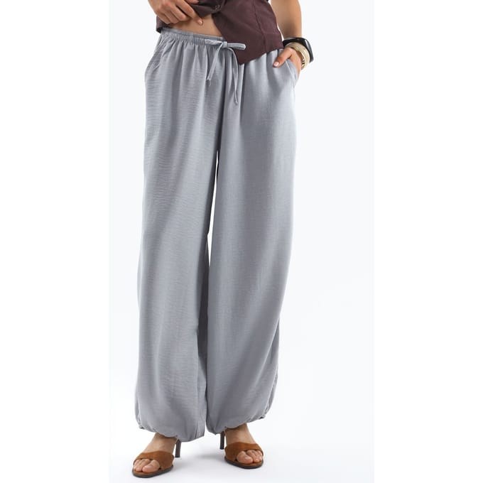Wijde Woven Broek met Touwsluiting in de Taille