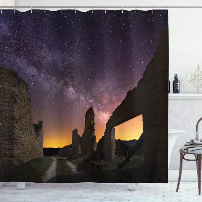 ABAKUHAUS Antiek Douchegordijn – Indigo 175x200 cm, stofweefsel