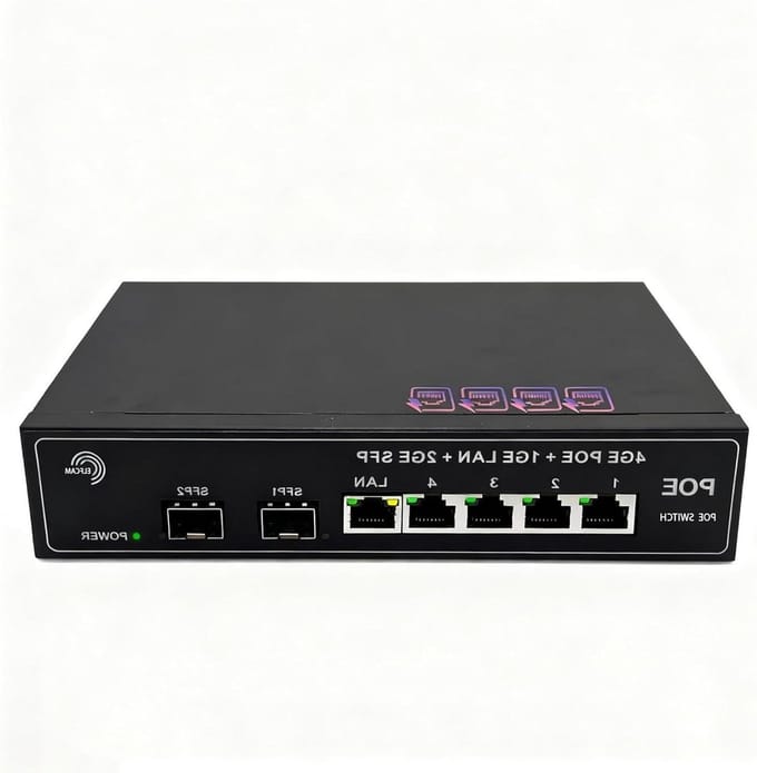 PoE Glasvezel Switch - Ethernet Switch - Netwerk Uitbreiden - Plug & Play - 8 Poorten - Zwart