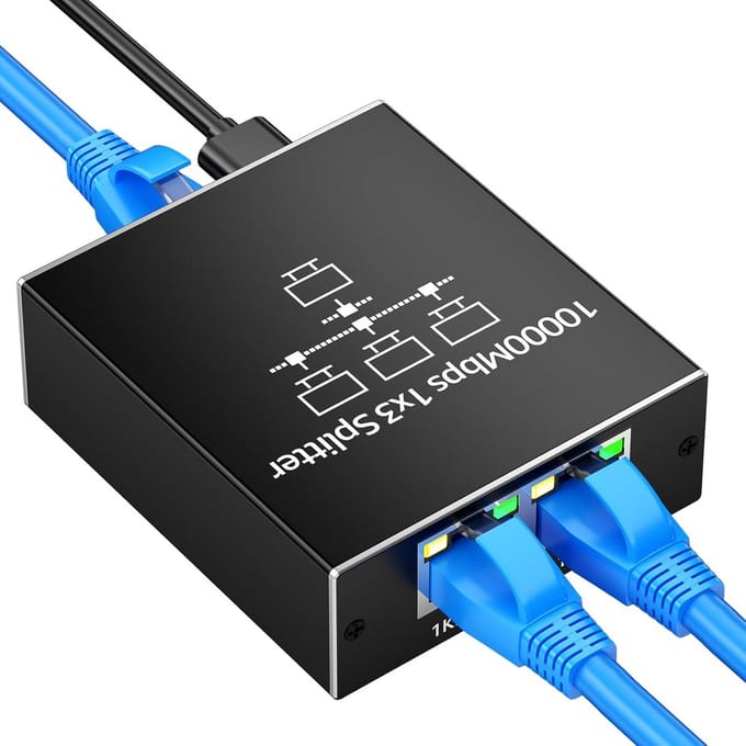 Ethernet Splitter - LAN Splitter Netwerk Switch - Internet Delen - 3 Poorten Gigabit