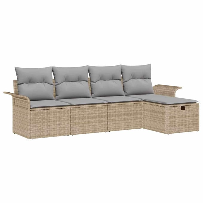 vidaXL - Tuinbank - Set - 5 - st - Beige - en - Lichtgrijs - 55 - x - 55 - x - 37 - cm