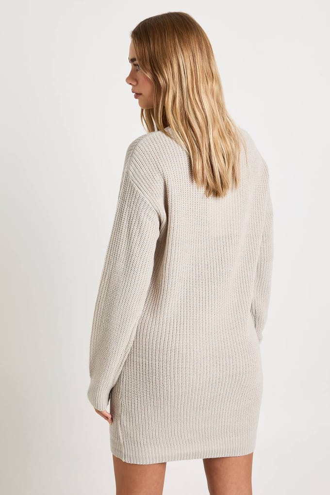 boohoo Dames Ronde hals trui jurk | Zilver | Maat: Small