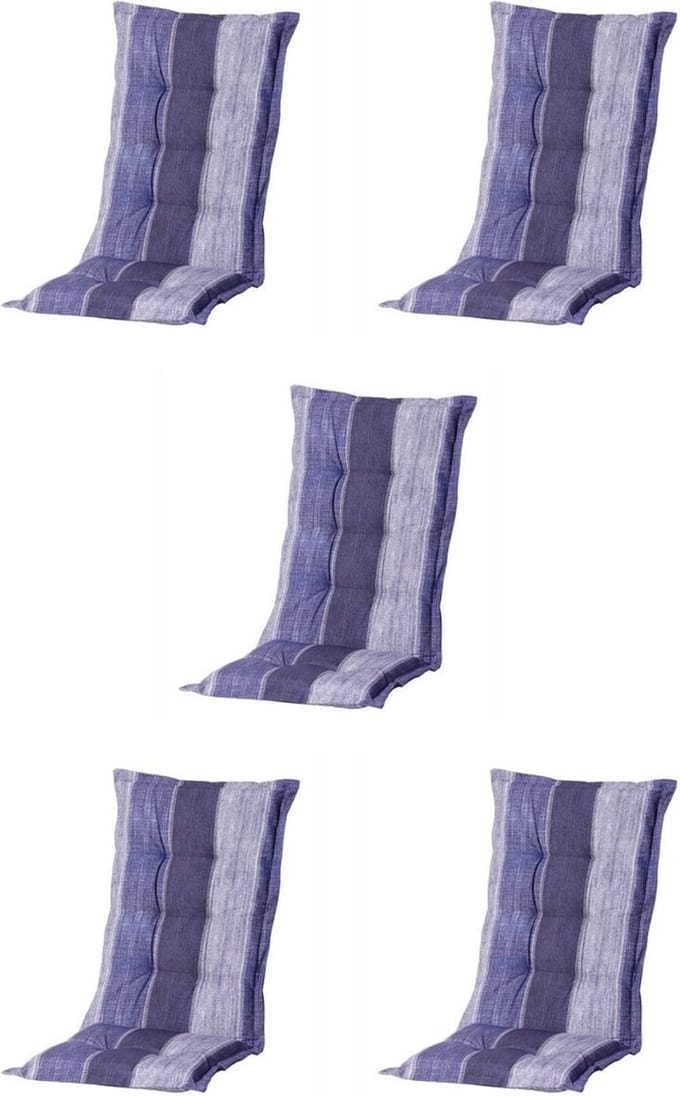 Madison - Tuinkussen - Hoge Rug - 5 st - Denim Stripe Blue - 123x50cm