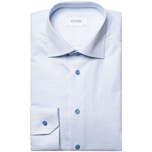 Eton Overhemd Micro Check Signature Twill Licht Blauw / male
