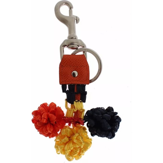Rode Gele Raffia Leren Sluiting Vinder Sleutelhanger Sleutelring