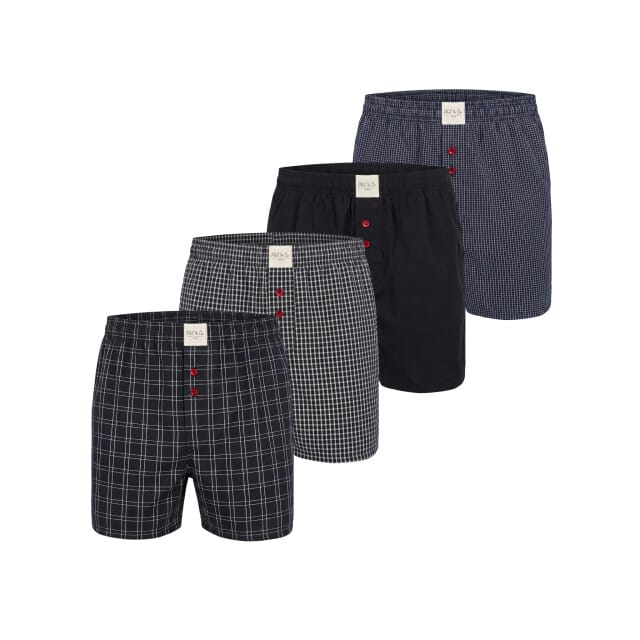 Phil & Co Heren Wijde Boxershorts Mulitpack 4-Pack Zwart - Maat M