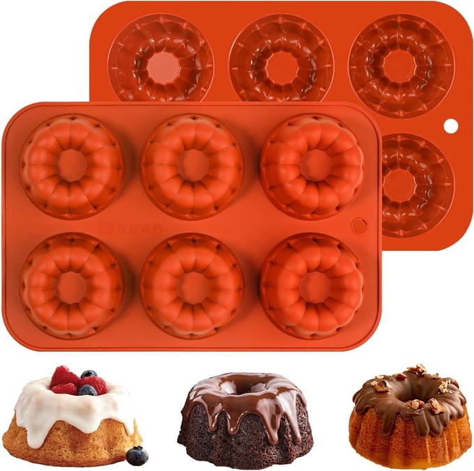 Siliconen Cakevormen Set van 2 - Mini Ring Cake Tin van 7 cm voor Muffins, Cupcakes en Pudding Bakken