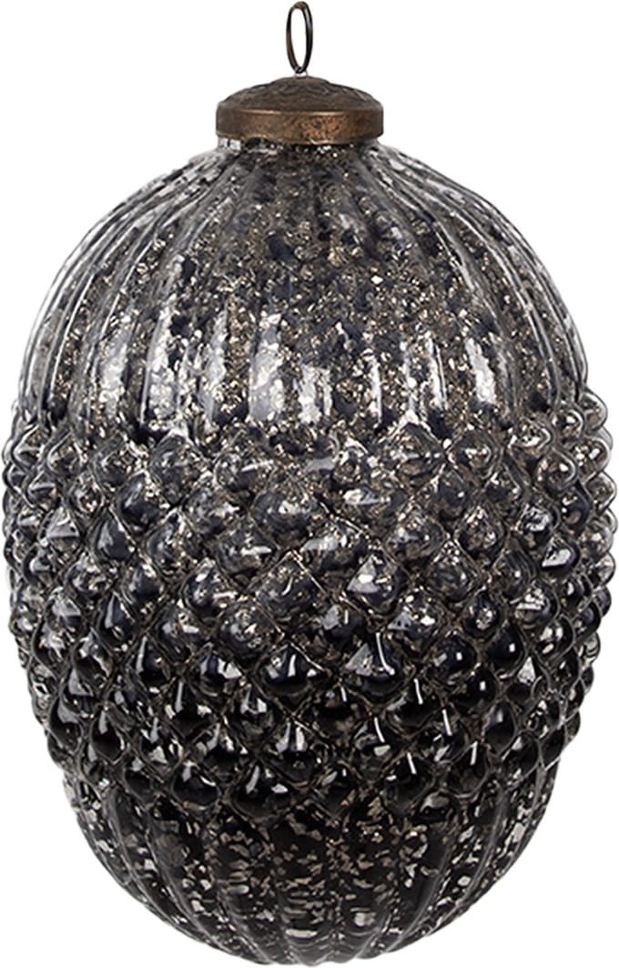 Clayre & Eef Kerstbal Overig Ø 13x18 cm Zwart Glas Kerstballen
