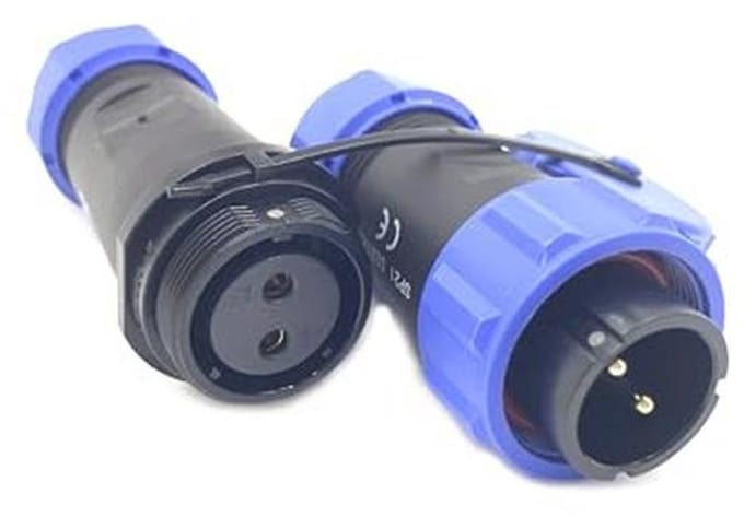 2-polige waterdichte luchtvaartstekker IP68 - in-line type 500V 30A