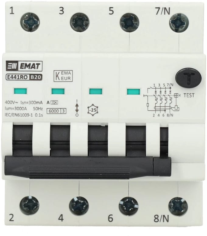 EMAT aardlekautomaat B20 300mA type A 4P (85006512)