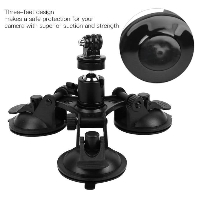 Auto Drievoudige Zuignap Sucker Mount Houder Beugel met Kogelkop voor OSMO voor GoPro Camera black
