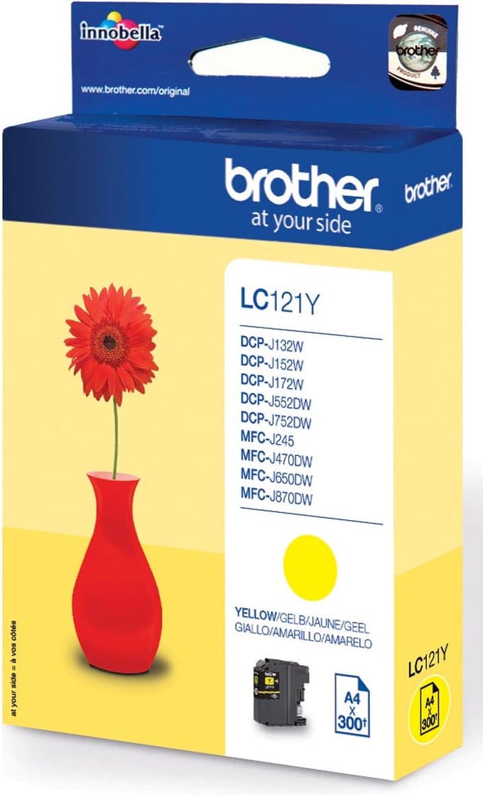 Inktcartridge brother lc-121y geel | 1 stuk | 5 stuks