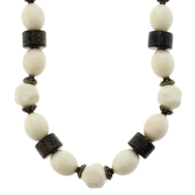 Behave - Ketting met crèmekleurige en bruine kralen - Modeaccessoire voor boho-chic looks