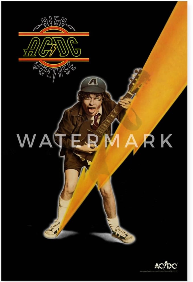 AC/DC High Voltage Angus Young Met Bliksemschicht Poster 60x90 cm