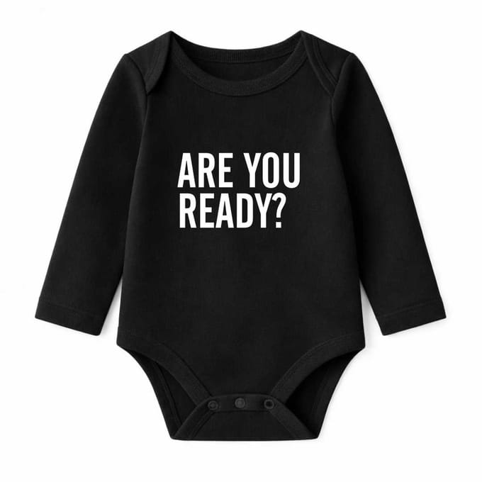 Romper Are you ready? - zwart - lange mouw