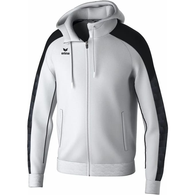 Erima Evo Star Trainingsjack Met Capuchon Kinderen - Wit / Zwart | Maat: 128
