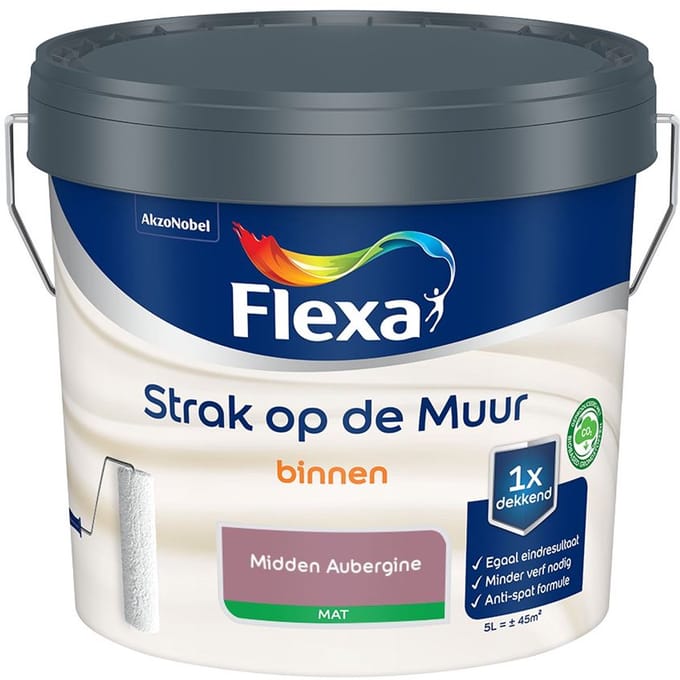 Flexa - Strak Op De Muur Binnen Mat - Midden Aubergine - Mengverf - 5 L