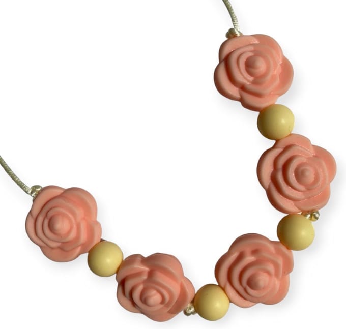 Kinderketting | Bijtketting | Roos | Peach | Geel | Vanaf 3 jaar!
