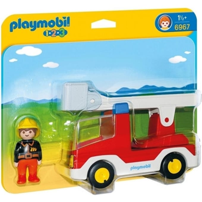 PLAYMOBIL 1.2.3 Brandweerwagen met ladder - 6967