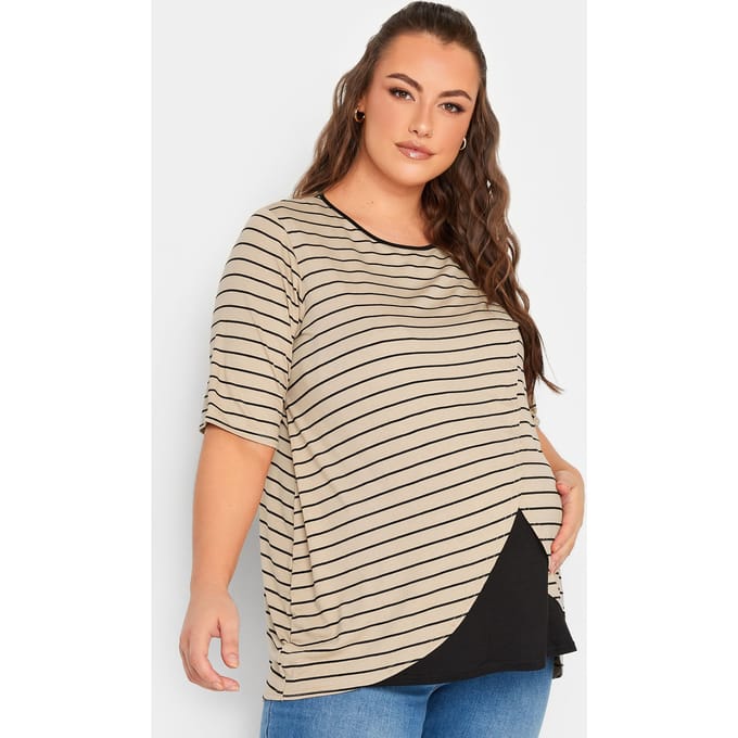 Bump It Up Maternity Voedingstop Met Strepen In Beige Size 48