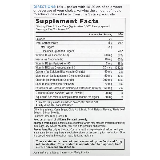 Liquid Labs, Hydratation Rapide, Mélange pour Boisson Électrolytique, Fruit Tropical, 20 Sachets, 7G (0,25 oz) Chaque
