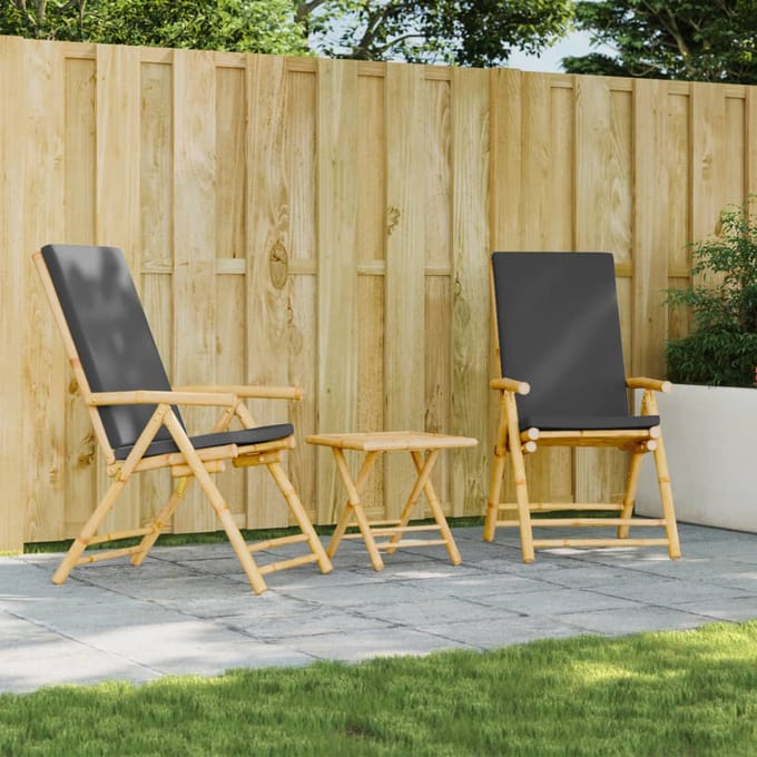 vidaXL - Tuinstoelen - 2 - st - inklapbaar - met - kussens - bamboe