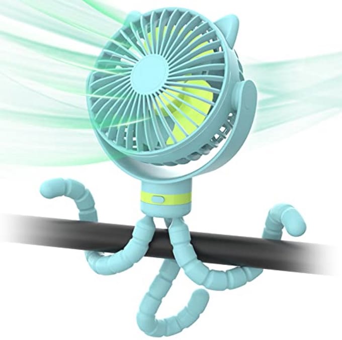 Draagbare Kinderwagen Ventilator - Flexibele Tafelventilator met 4000 mAh en 4 Snelheden
