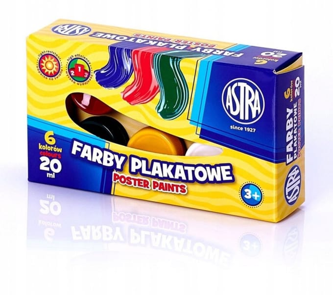 Astra Plakkaatverf Set - 6 Kleuren, 20 ml per potje - Hoge Kwaliteit