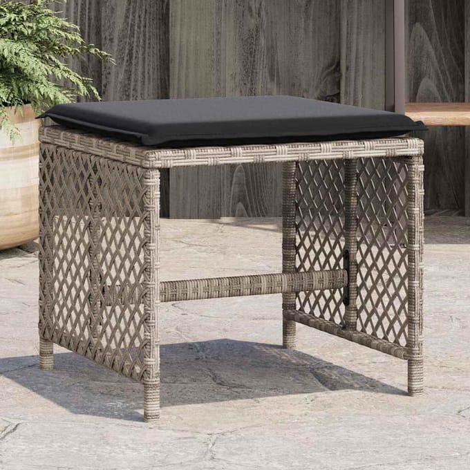 vidaXL - Tuinkrukken - 4 - st - met - kussens - 41x41x36 - cm - poly - rattan - lichtgrijs