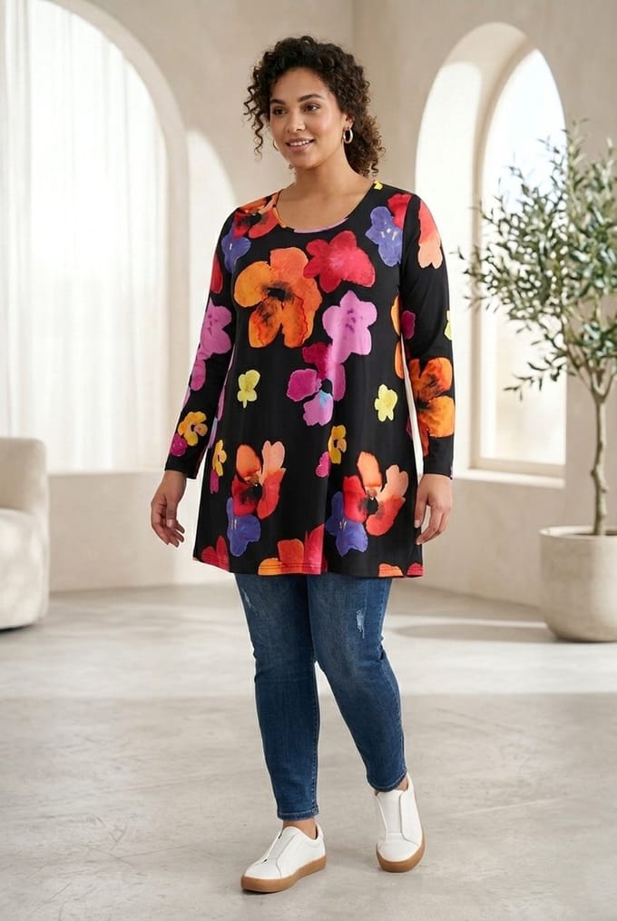 COLLETTA Tess Essential Tops - Black Multi Colour - maat 3(52)