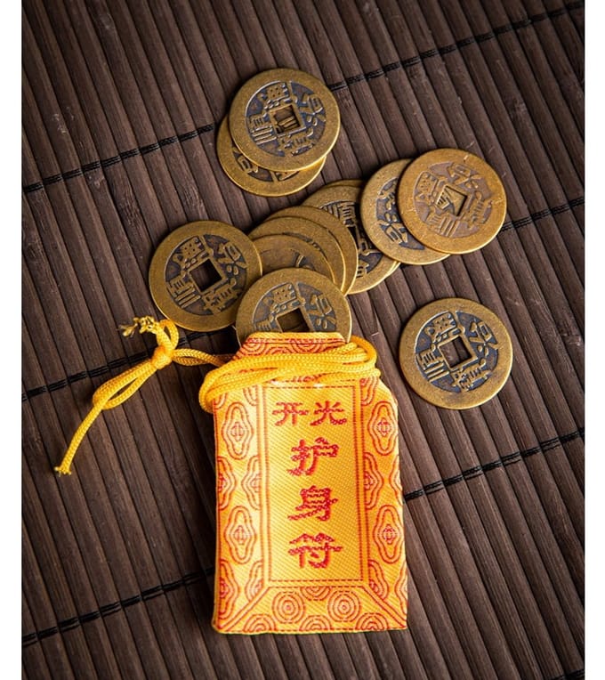 Chinese geluksmunten 2,7 cm set van 12