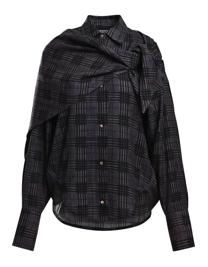 Essentiel Antwerp Oversized Shirt W/scarf Blouses Groen Kiss
