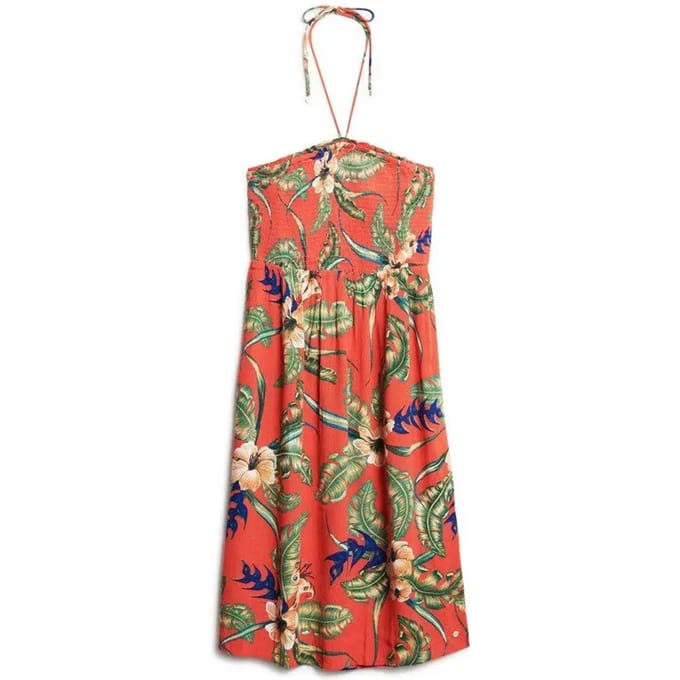 Superdry - Midi-strandjurk met smokwerk - Dames - Jurken