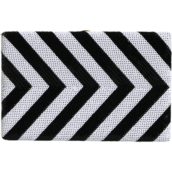 Zwarte Witte Gouden Frame Clutch Avondfeest Handtas