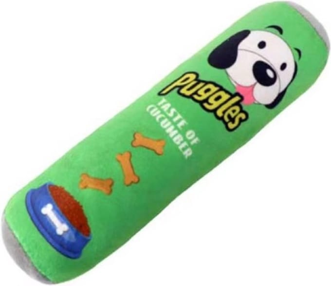 Hondenspeelgoed - knuffel - pluche - geluid - stevig - chips - grappig - groen - 25 cm