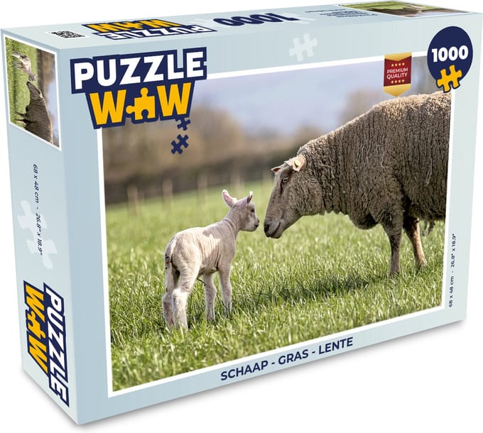 Puzzel Schaap - Gras - Lente - Legpuzzel - Puzzel 1000 stukjes volwassenen