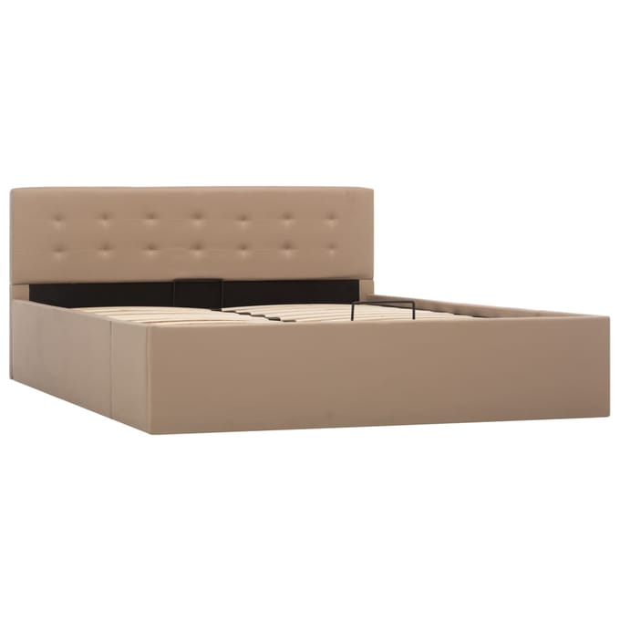 vidaXL - Bedframe - met - opslag - hydraulisch - kunstleer - cappuccino - 140x200 - cm