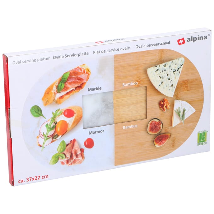 alpina Snijplank en Borrelplank - Tapasplank - 27 x 22 cm - Bamboe en Marmer