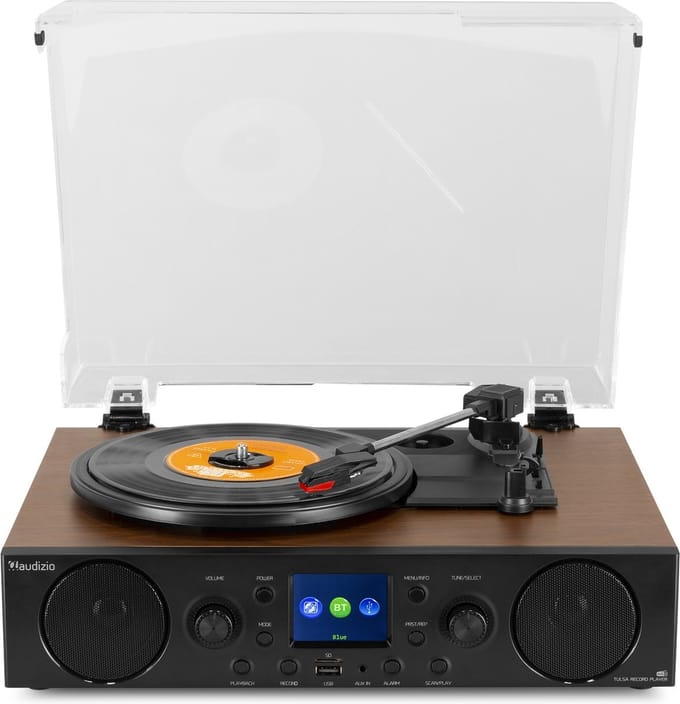 Platenspeler met DAB radio - Audizio Tulsa - Bluetooth 5.0 - DAB+ / FM
