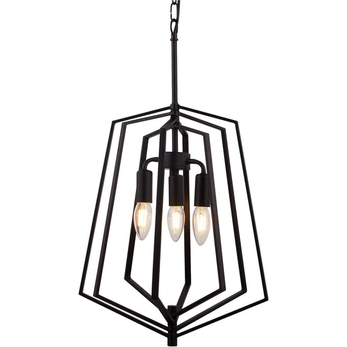 Searchlight Hanglamp Slinky, 3-lamps, zwart, Ø 35 cm