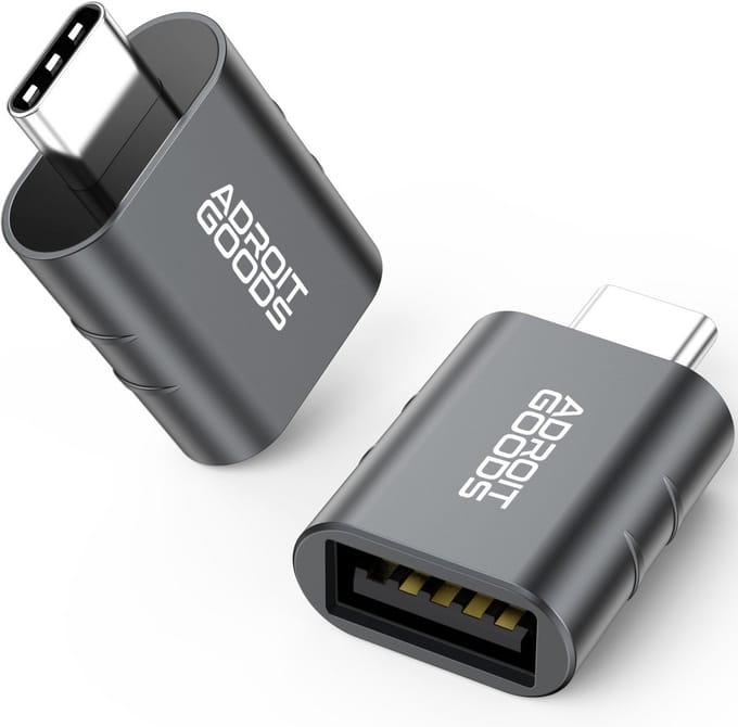 AdroitGoods Set van 2 USB-C naar USB-A 3.1 Adapter - 2 stuks - Converter - USB C to USB A HUB - Donker Grijs