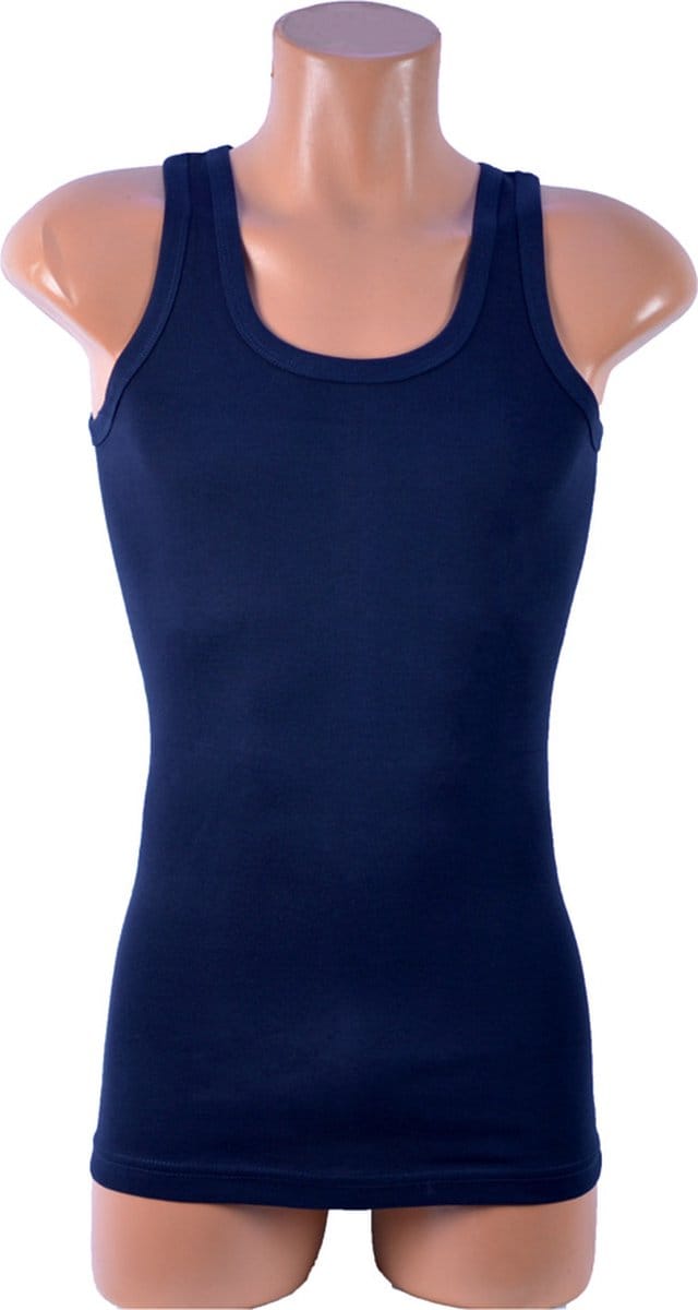 DONEX® Heren Onderhemd – Marineblauw – Extra Lang – 100% Katoen – Maat S