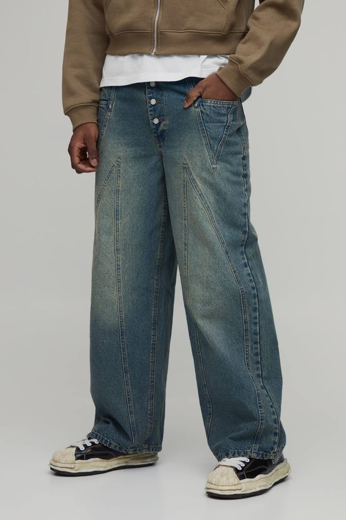 Baggy Jeans Met Panelen En Wassing | Stonewash | Size 34R