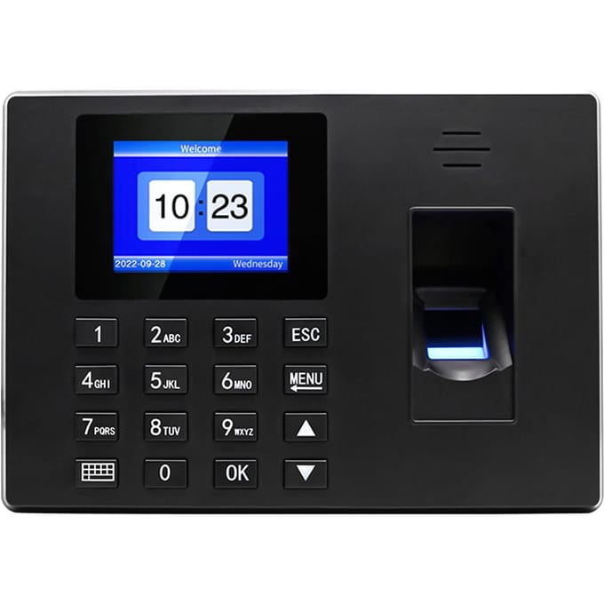 BISOFICE Intelligente vingerafdruk-tijdregistratiemachine Vingerafdruk/wachtwoord/ID met 2,4-inch display EU Plug black