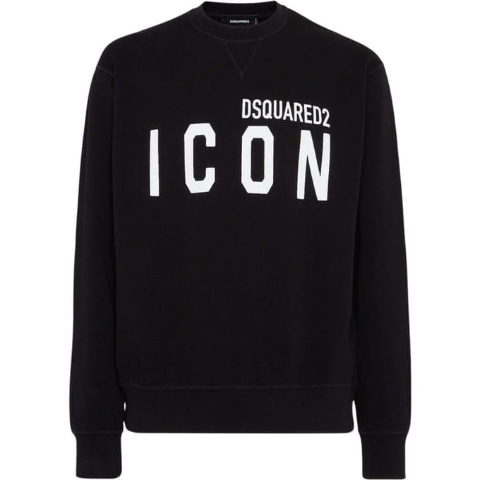 Dsquared2 Zwarte Sweater Met Ronde Hals, Grote Maat Met Wit Logo